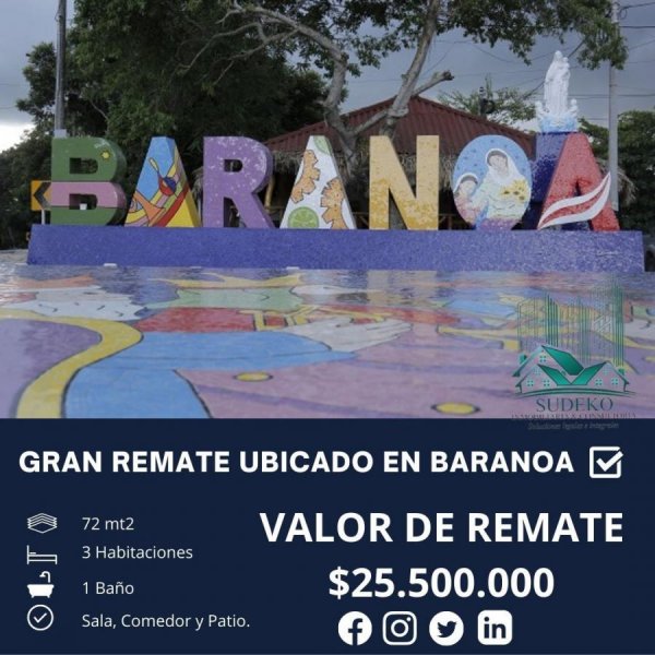 Casa en Venta en Virgen del carmen Baranoa, Atlántico